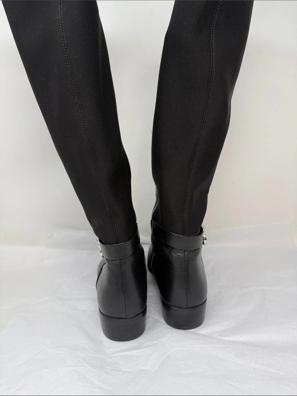 Michael Michael Kors Hamilton Black Leather Tall Riding Boots MK Logo Lock 7